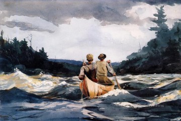Canoa en los Rapids Acuarela de Winslow Homer Pinturas al óleo